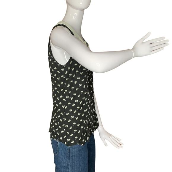 COLOR BLOCK Peter Pan Collar Women Top Color Black with White Daisy prin… - Picture 6 of 9